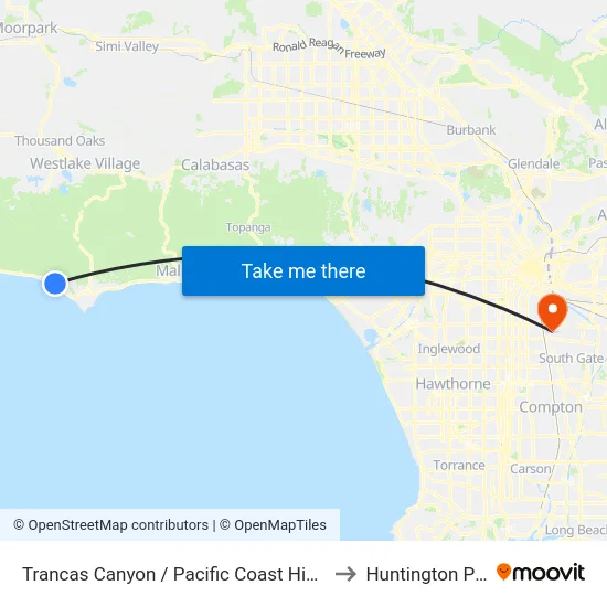 Trancas Canyon / Pacific Coast Highway to Huntington Park map