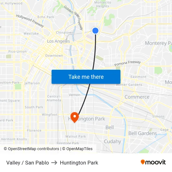 Valley / San Pablo to Huntington Park map