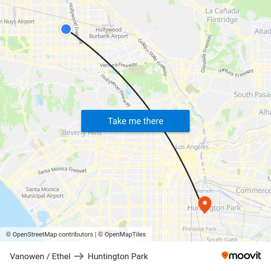 Vanowen / Ethel to Huntington Park map
