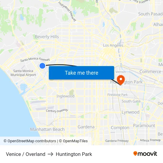 Venice / Overland to Huntington Park map