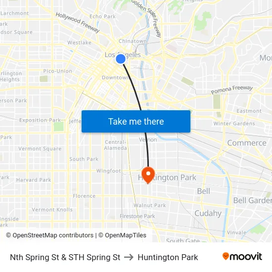 Nth Spring St & STH Spring St to Huntington Park map