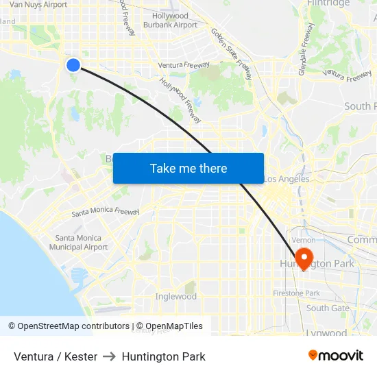 Ventura / Kester to Huntington Park map