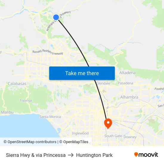 Sierra Hwy & via Princessa to Huntington Park map