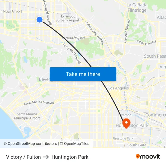 Victory / Fulton to Huntington Park map