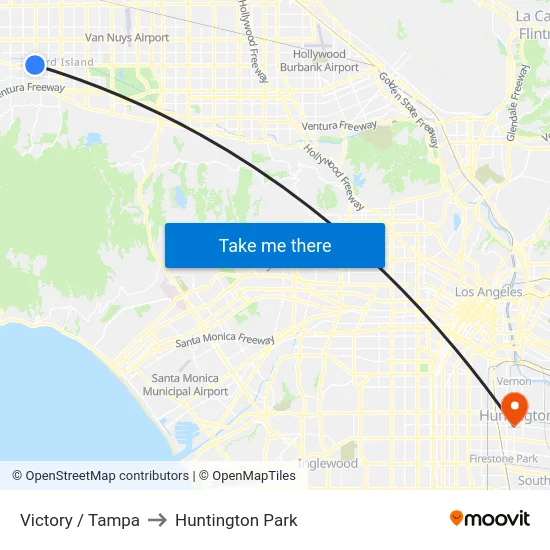 Victory / Tampa to Huntington Park map