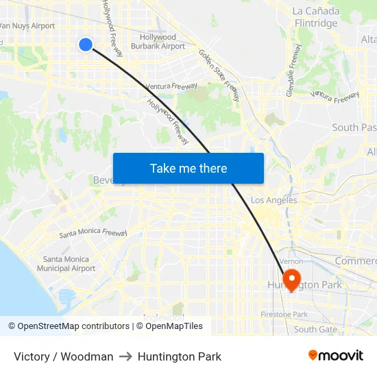 Victory / Woodman to Huntington Park map