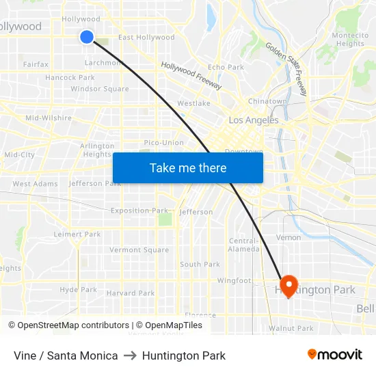Vine / Santa Monica to Huntington Park map
