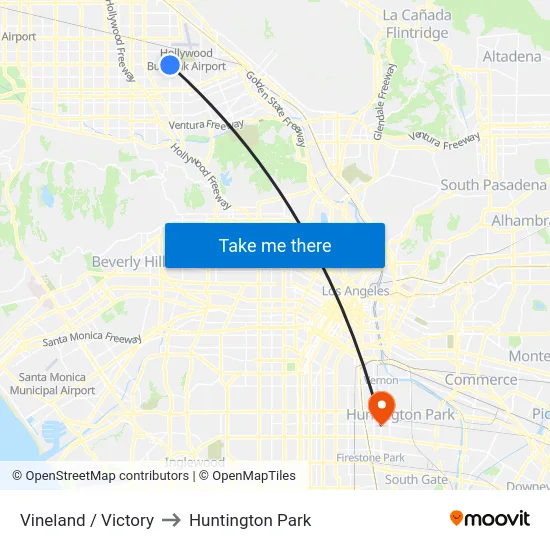 Vineland / Victory to Huntington Park map