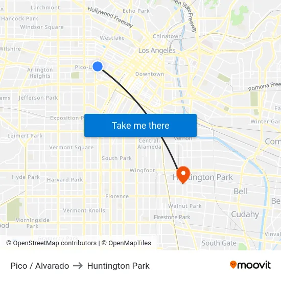 Pico / Alvarado to Huntington Park map