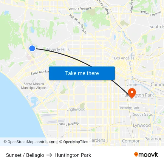 Sunset / Bellagio to Huntington Park map
