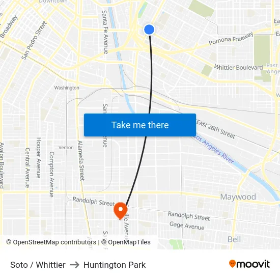 Soto / Whittier to Huntington Park map