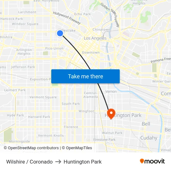 Wilshire / Coronado to Huntington Park map