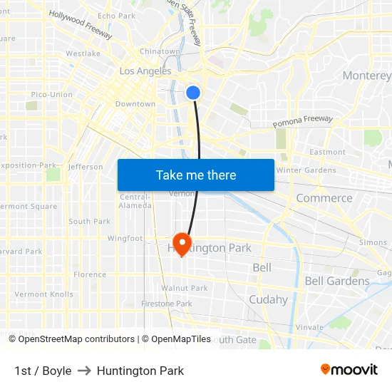 1st / Boyle to Huntington Park map