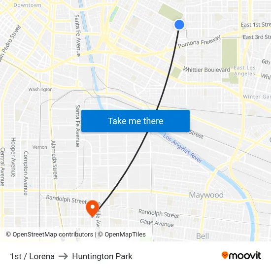 1st / Lorena to Huntington Park map