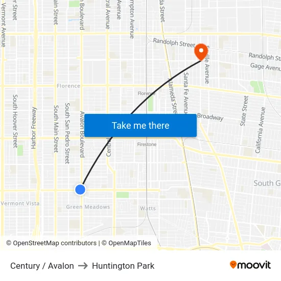 Century / Avalon to Huntington Park map