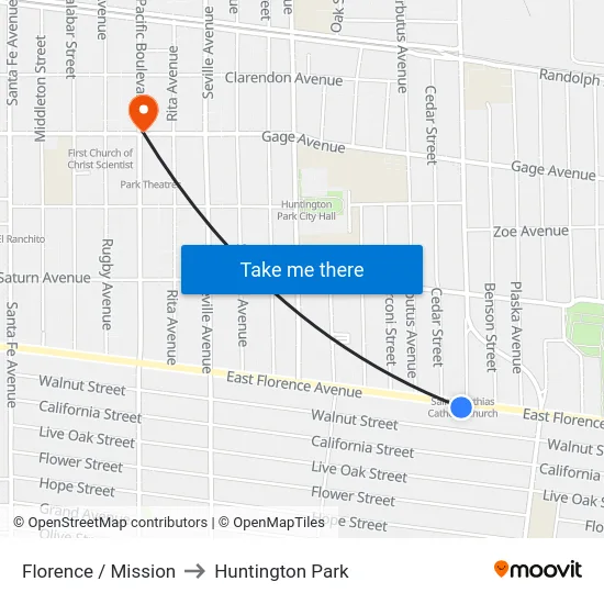 Florence / Mission to Huntington Park map