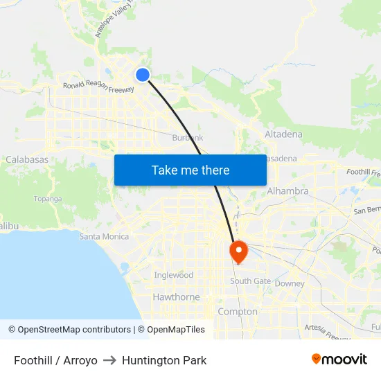 Foothill / Arroyo to Huntington Park map