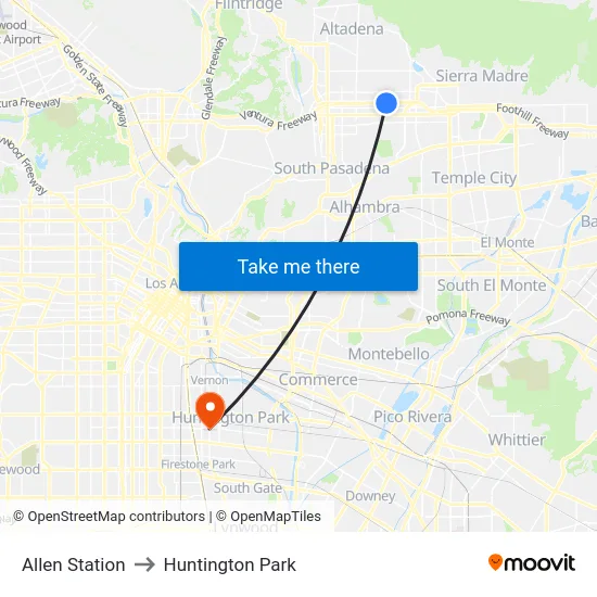 Allen Station to Huntington Park map