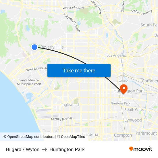 Hilgard / Wyton to Huntington Park map