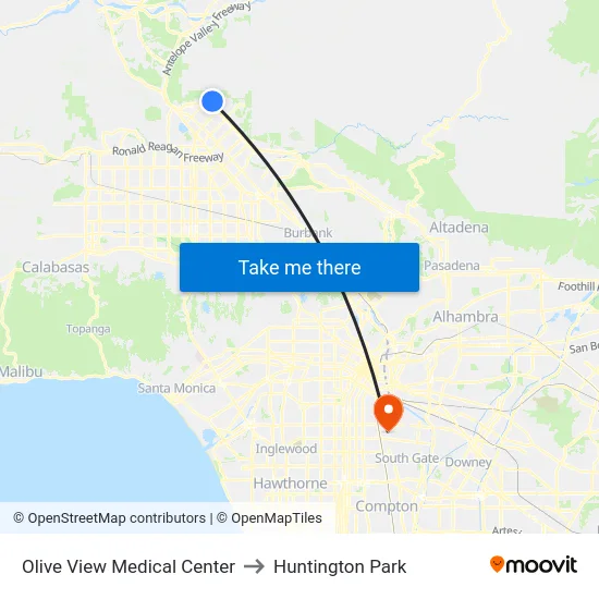 Olive View Medical Center to Huntington Park map