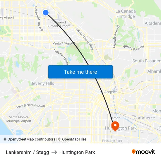 Lankershim / Stagg to Huntington Park map