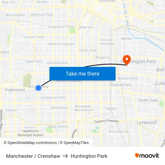 Manchester / Crenshaw to Huntington Park map
