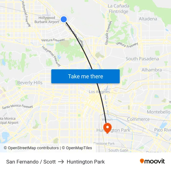 San Fernando / Scott to Huntington Park map