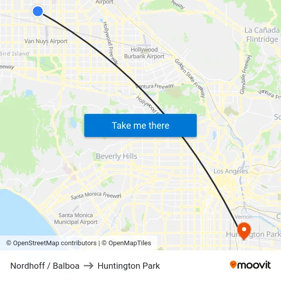 Nordhoff / Balboa to Huntington Park map