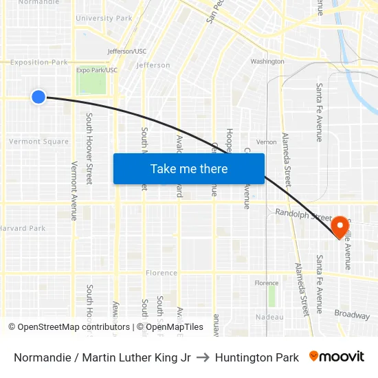 Normandie / Martin Luther King Jr to Huntington Park map