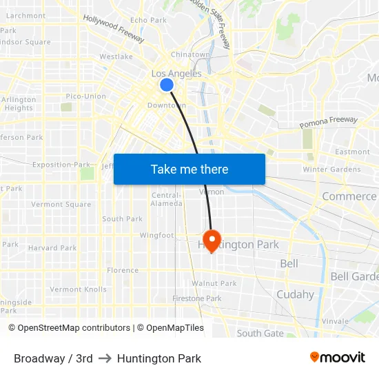 Broadway / 3rd to Huntington Park map