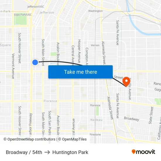 Broadway / 54th to Huntington Park map