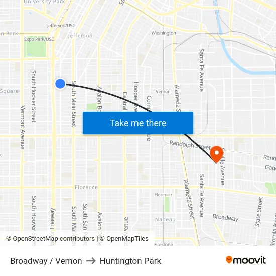 Broadway / Vernon to Huntington Park map