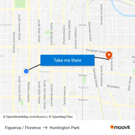 Figueroa / Florence to Huntington Park map