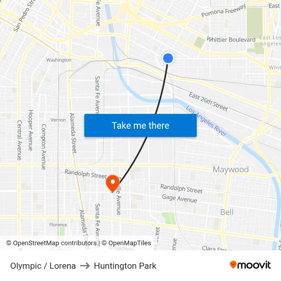Olympic / Lorena to Huntington Park map