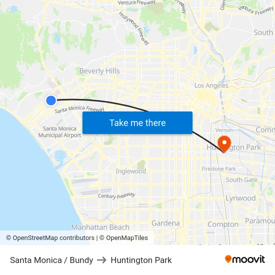 Santa Monica / Bundy to Huntington Park map