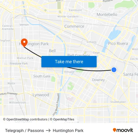 Telegraph / Passons to Huntington Park map