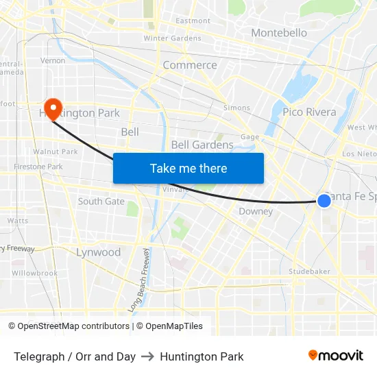 Telegraph / Orr and Day to Huntington Park map