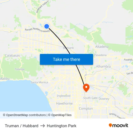 Truman / Hubbard to Huntington Park map