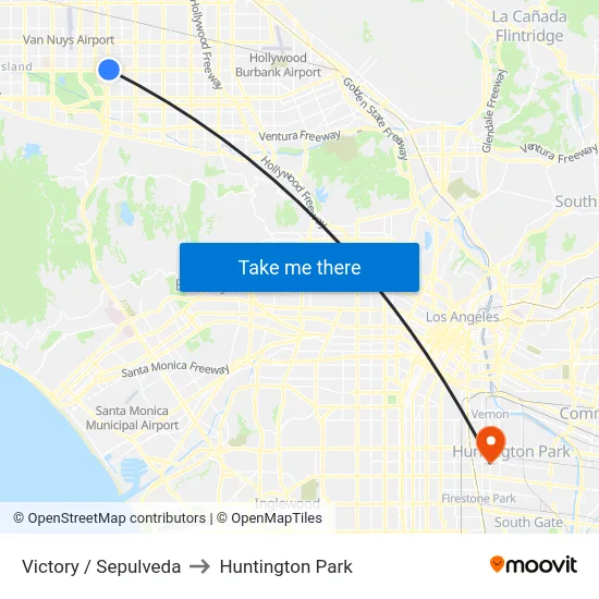 Victory / Sepulveda to Huntington Park map