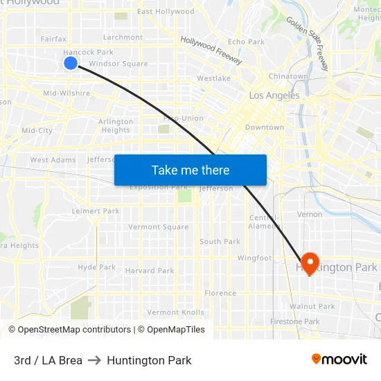 3rd / LA Brea to Huntington Park map