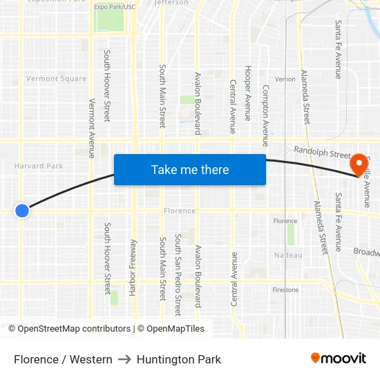 Florence / Western to Huntington Park map