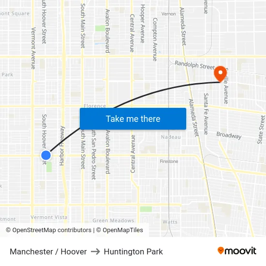Manchester / Hoover to Huntington Park map