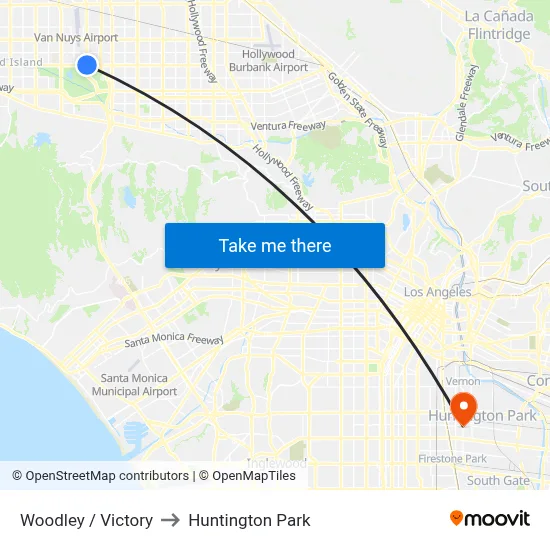 Woodley / Victory to Huntington Park map