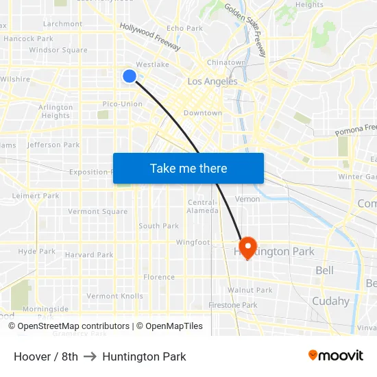 Hoover / 8th to Huntington Park map
