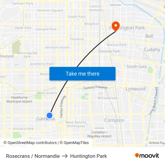 Rosecrans / Normandie to Huntington Park map
