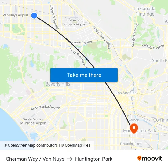 Sherman Way / Van Nuys to Huntington Park map