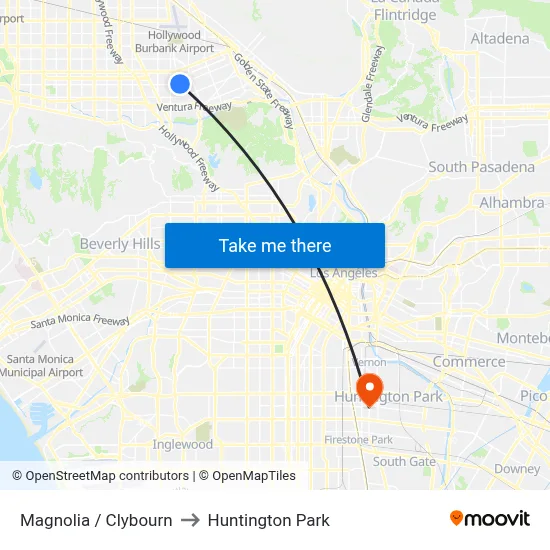 Magnolia / Clybourn to Huntington Park map