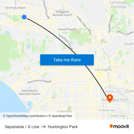 Sepulveda / G Line to Huntington Park map
