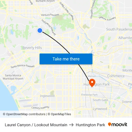Laurel Canyon / Lookout Mountain to Huntington Park map