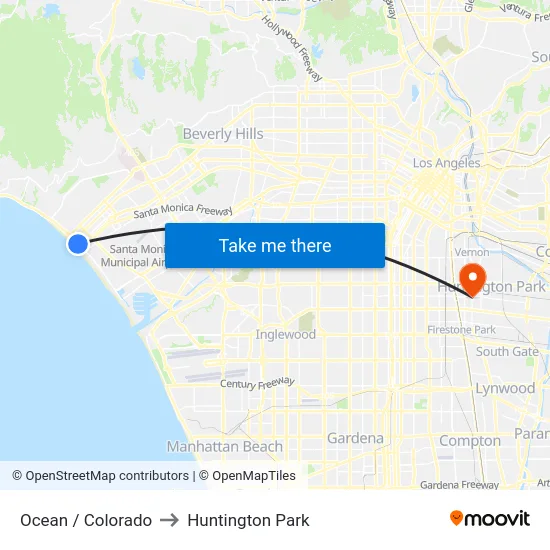 Ocean / Colorado to Huntington Park map